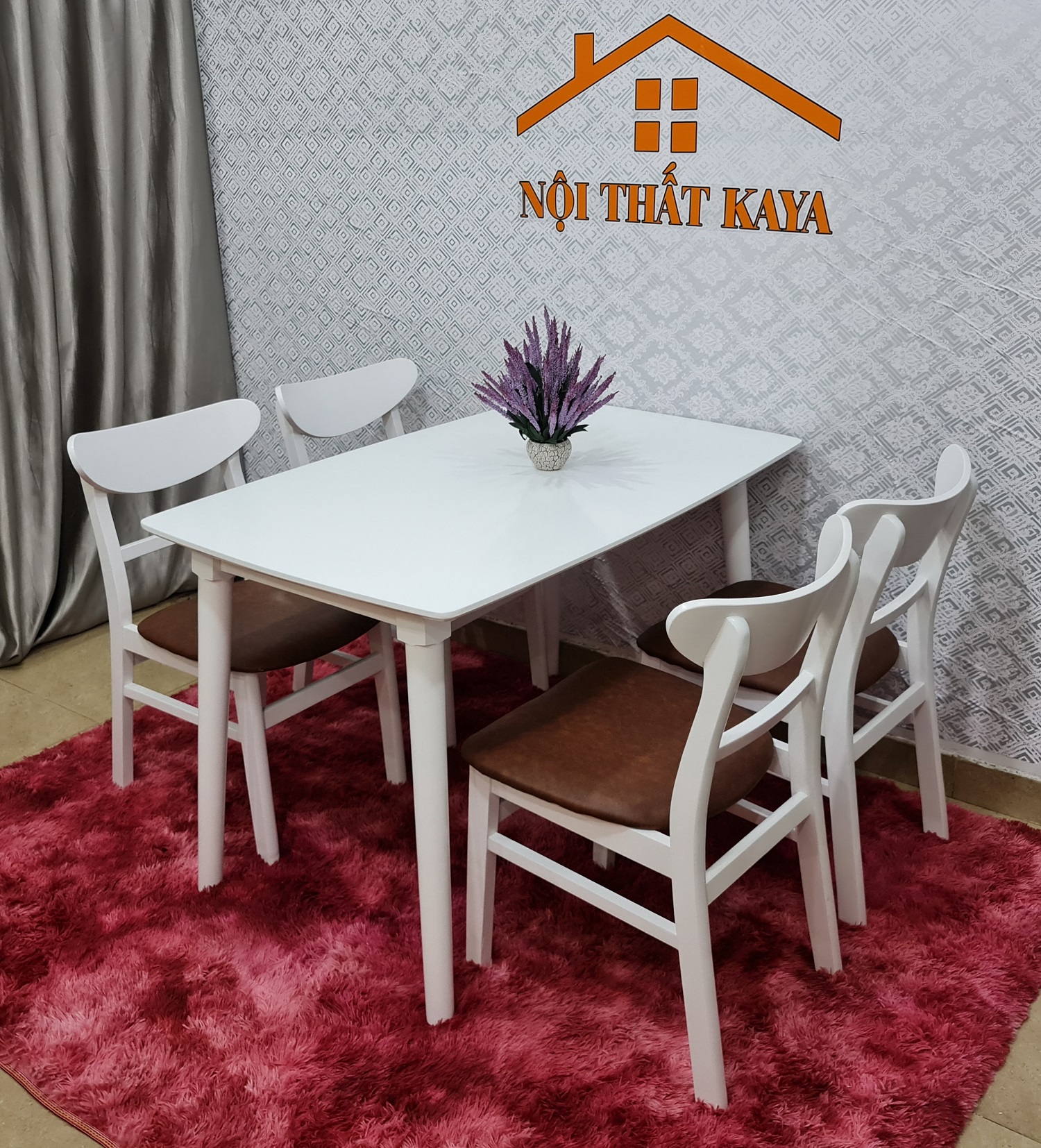 Set Bàn Ăn 4 Ghế Lunar (Trắng) BAK-494