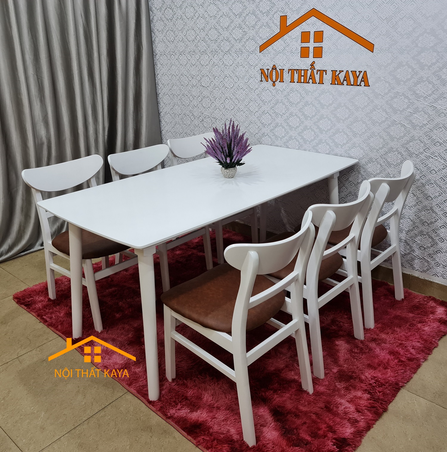 Set Bàn Ăn 6 Ghế Lunar (Trắng) BAK-489