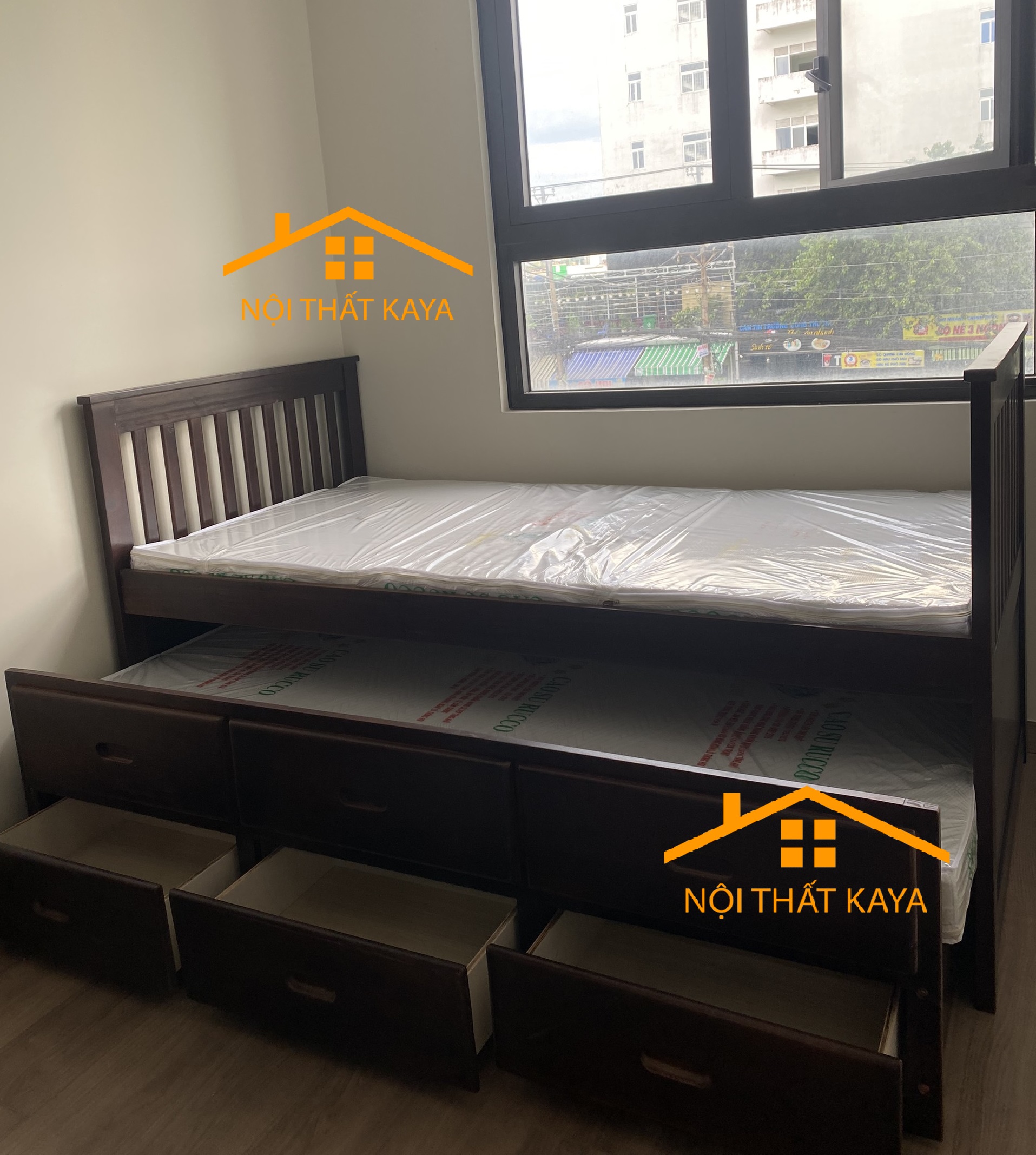 Giường Hộp 2 Tầng Xuất Khẩu GT092 (1m2) - Nâu