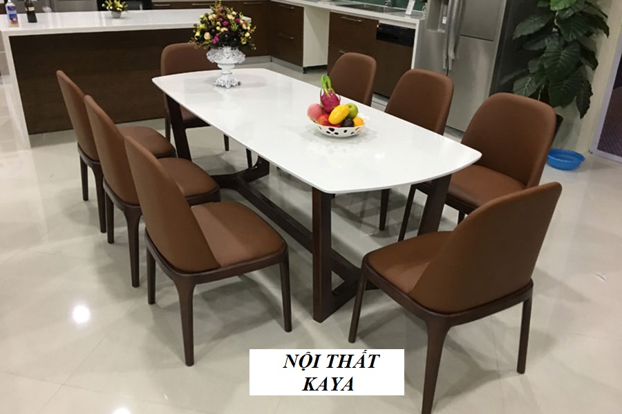 Bộ Bàn Ăn 8 Ghế Mặt Đá Nhập Khẩu Doxa BAK - 09
