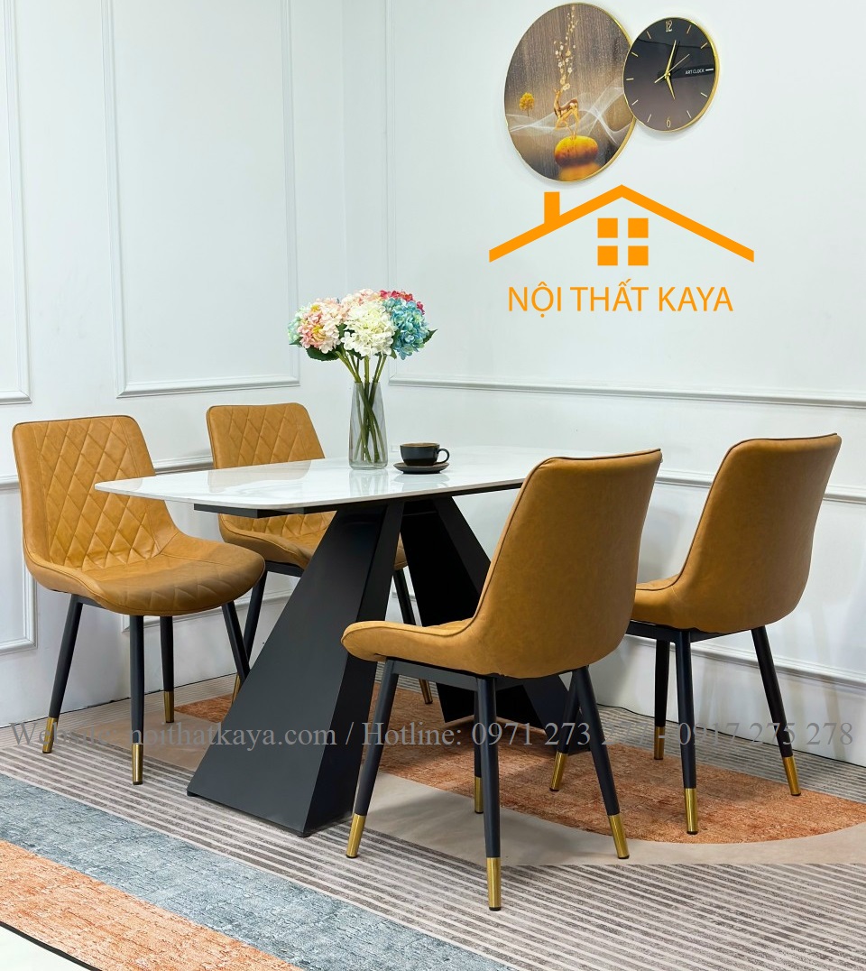 Bộ Bàn Mặt Đá Ceramic Chân A - 4 Ghế Nhập Khẩu KY-GH22 - Ảnh 5