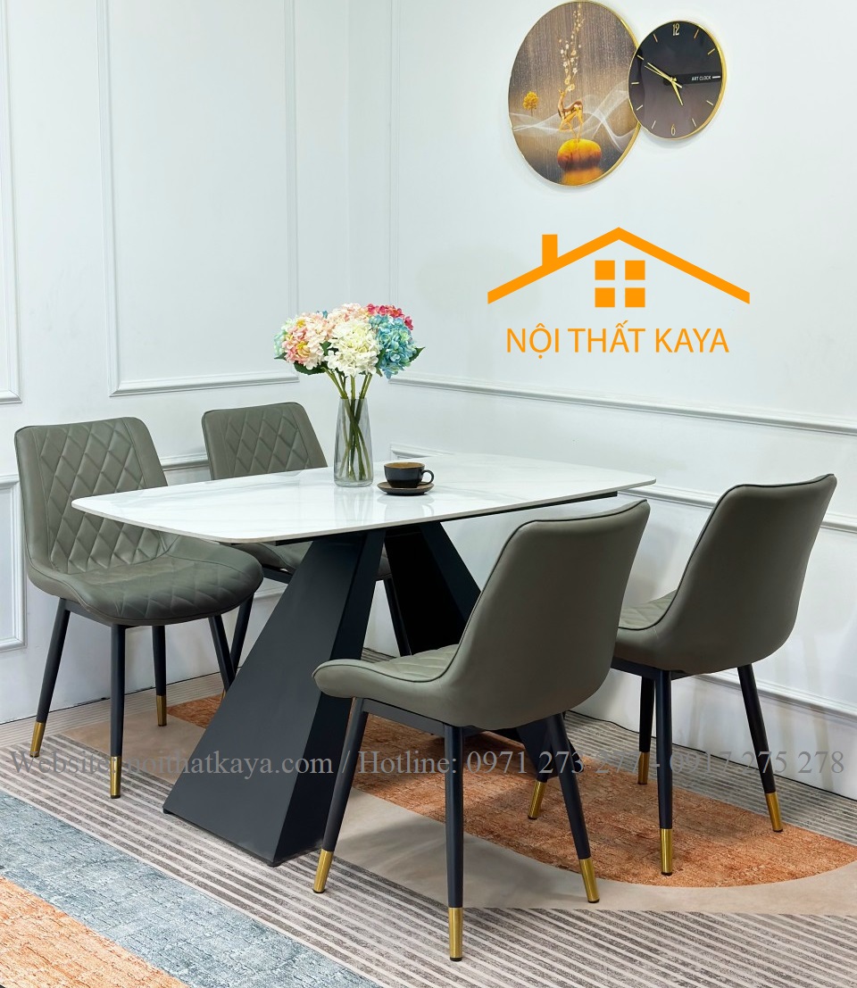 Bộ Bàn Mặt Đá Ceramic Chân A - 4 Ghế Nhập Khẩu KY-GH22 - Ảnh 4