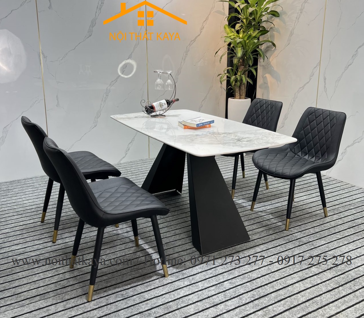 Bộ Bàn Mặt Đá Ceramic Chân A - 4 Ghế Nhập Khẩu KY-GH22 - Ảnh 6