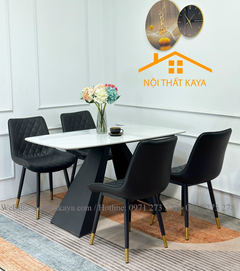 Bộ Bàn Mặt Đá Ceramic Chân A - 4 Ghế Nhập Khẩu KY-GH22 - Ảnh 2