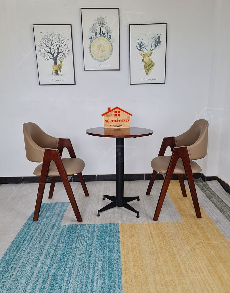 Ema 2 Ghế + Bàn Chân Sắt Ky-gh 102 NÂu